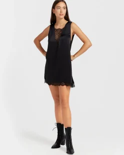 Hot Belle & Bloom After Party Lace Mini Dress - Black