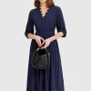 Discount Belle & Bloom All Eyes On Me Midi Dress - Navy