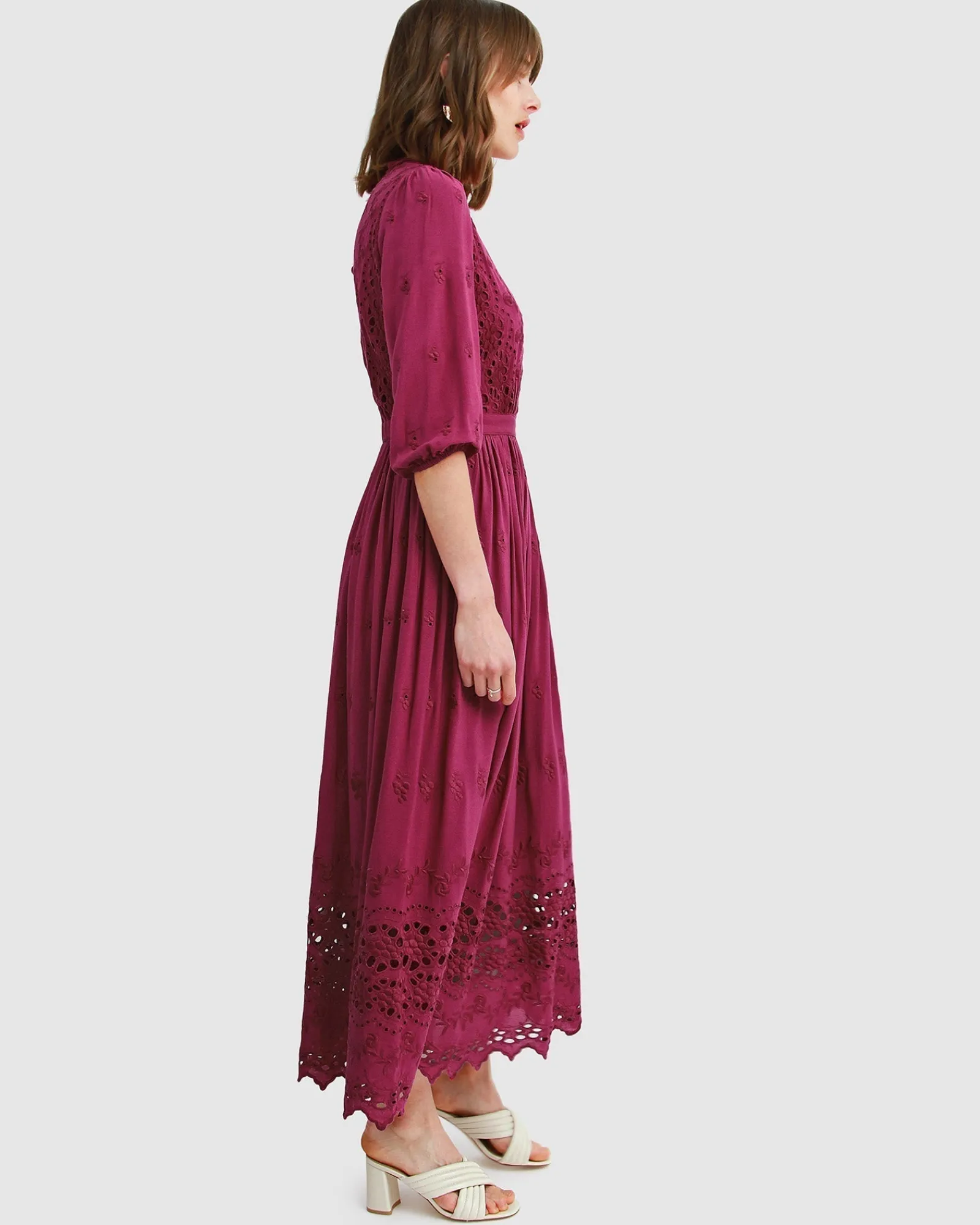 Sale Belle & Bloom All Eyes On Me Midi Dress - Burgundy