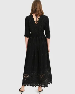 New Belle & Bloom All Eyes On Me Midi Dress - Black