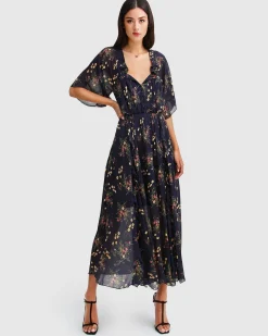Sale Belle & Bloom Amour Amour Ruffled Midi Dress - Navy