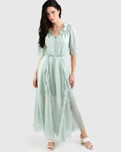 Online Belle & Bloom Amour Amour Ruffled Midi Dress - Spearmint FINAL SALE SpearmintFINALSALE