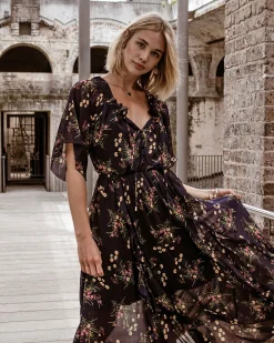 Sale Belle & Bloom Amour Amour Ruffled Midi Dress - Navy