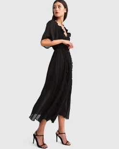 Sale Belle & Bloom Amour Amour Ruffled Midi Dress - Black