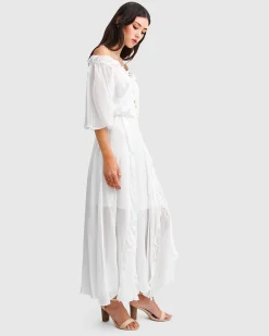 Online Belle & Bloom Amour Amour Ruffled Midi Dress - White
