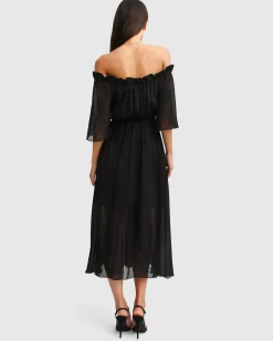 Sale Belle & Bloom Amour Amour Ruffled Midi Dress - Black