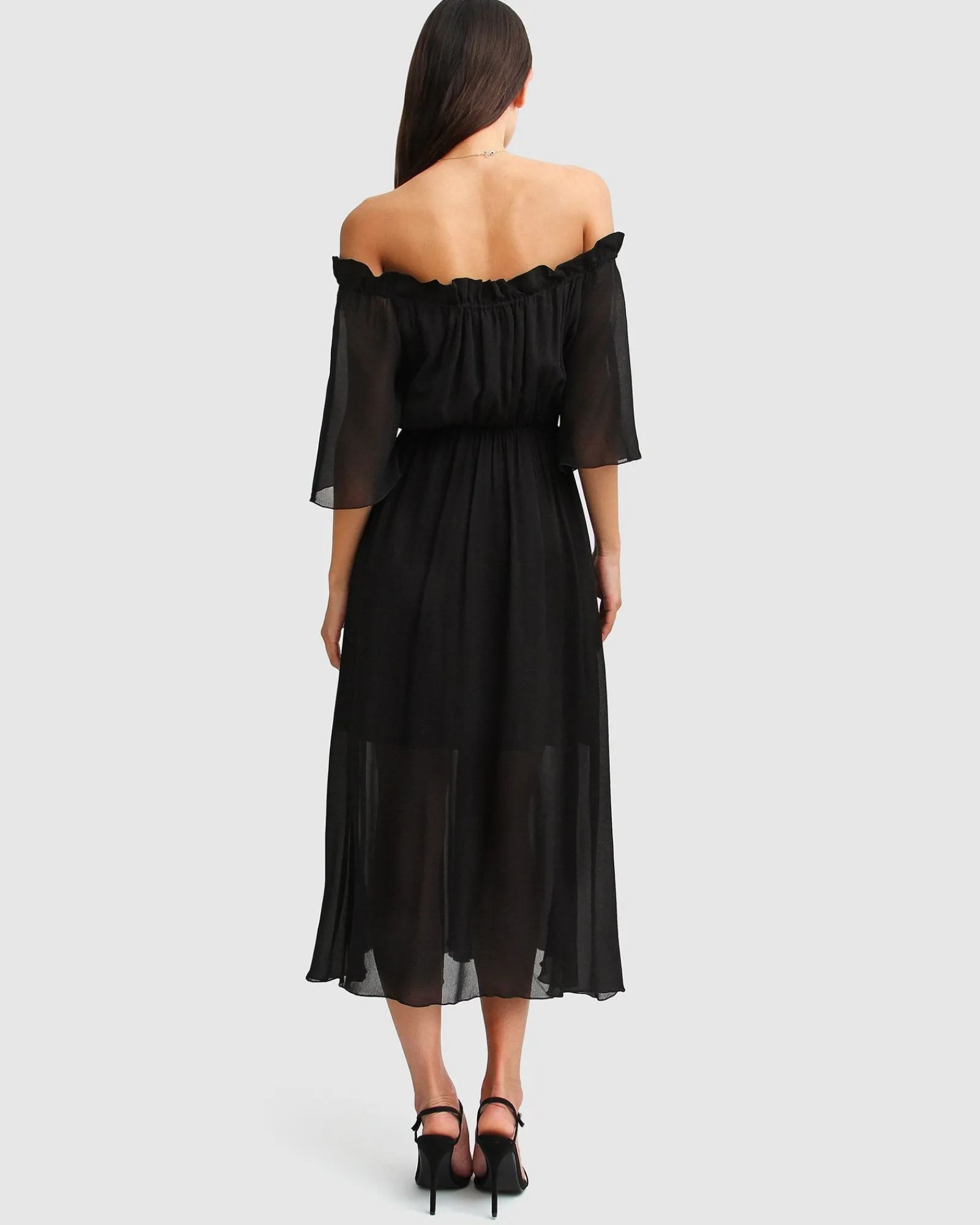 Sale Belle & Bloom Amour Amour Ruffled Midi Dress - Black