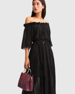 Sale Belle & Bloom Amour Amour Ruffled Midi Dress - Black