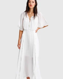 Online Belle & Bloom Amour Amour Ruffled Midi Dress - White