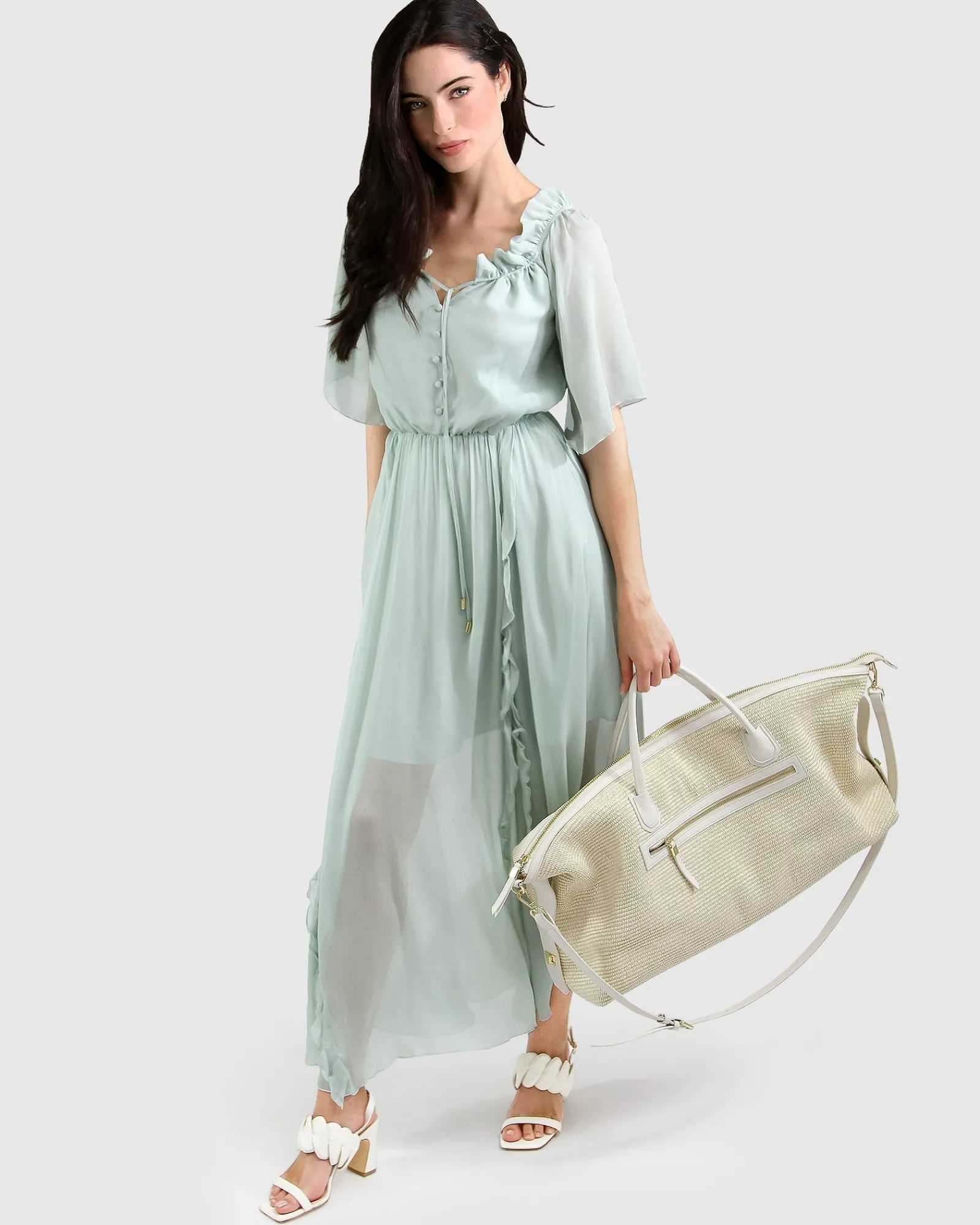 Online Belle & Bloom Amour Amour Ruffled Midi Dress - Spearmint FINAL SALE SpearmintFINALSALE