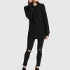 Online Belle & Bloom At Last Cable Knit Jumper with Slit - Black