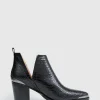 New Belle & Bloom Austin Croc Embossed Ankle Boot - Black