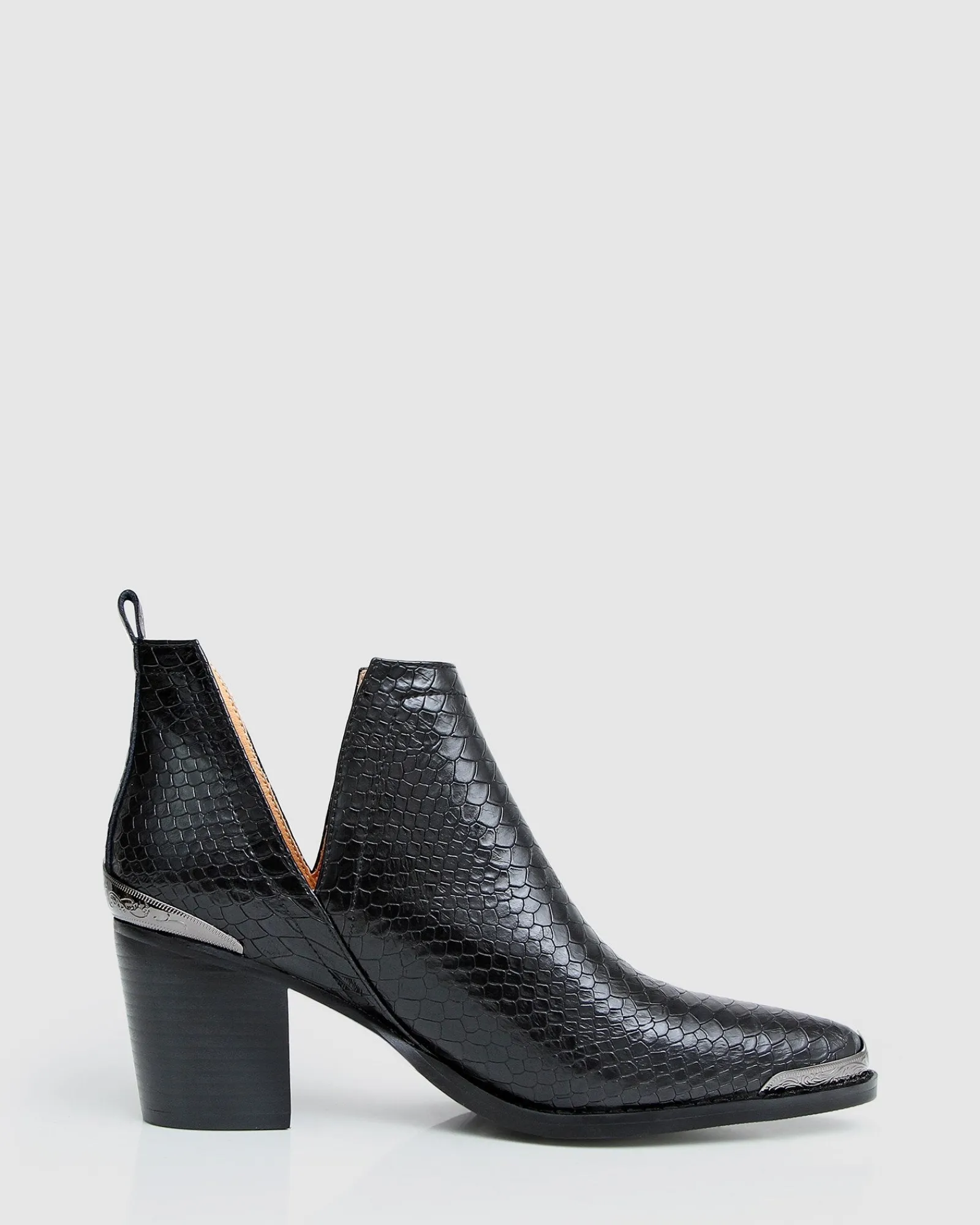 New Belle & Bloom Austin Croc Embossed Ankle Boot - Black