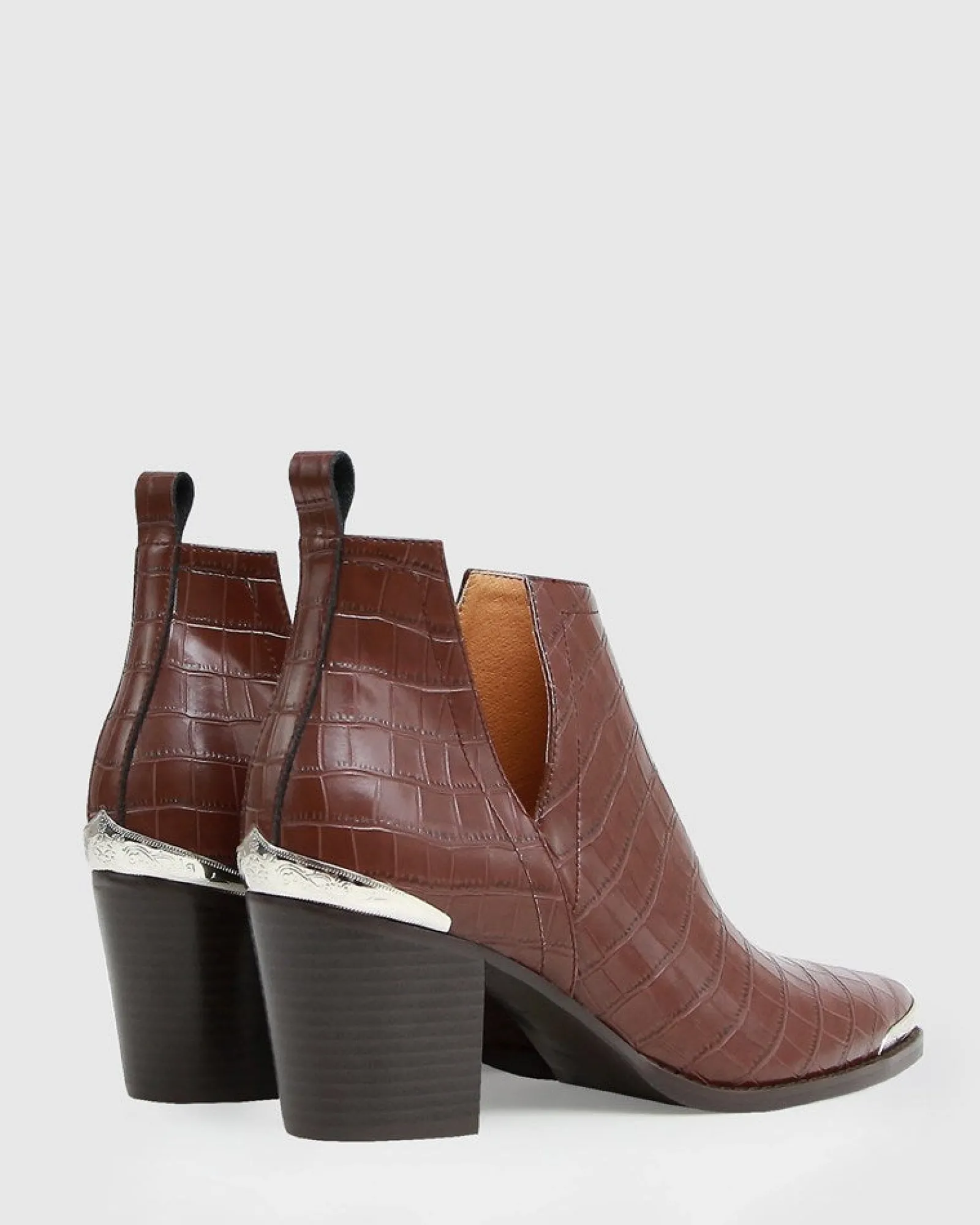 Fashion Belle & Bloom Austin Croc Embossed Ankle Boot - Chocolate FINAL SALE ChocolateFINALSALE