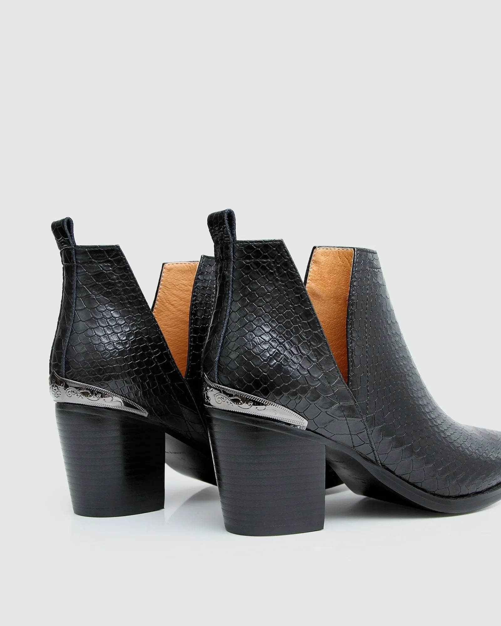 New Belle & Bloom Austin Croc Embossed Ankle Boot - Black