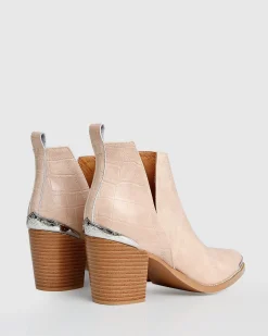 Best Belle & Bloom Austin Croc Embossed Ankle Boot - Blush