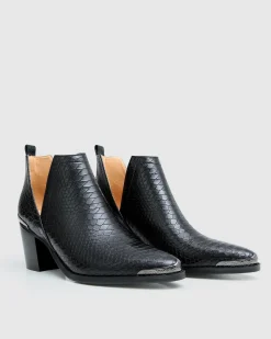 New Belle & Bloom Austin Croc Embossed Ankle Boot - Black