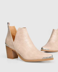 Best Belle & Bloom Austin Croc Embossed Ankle Boot - Blush