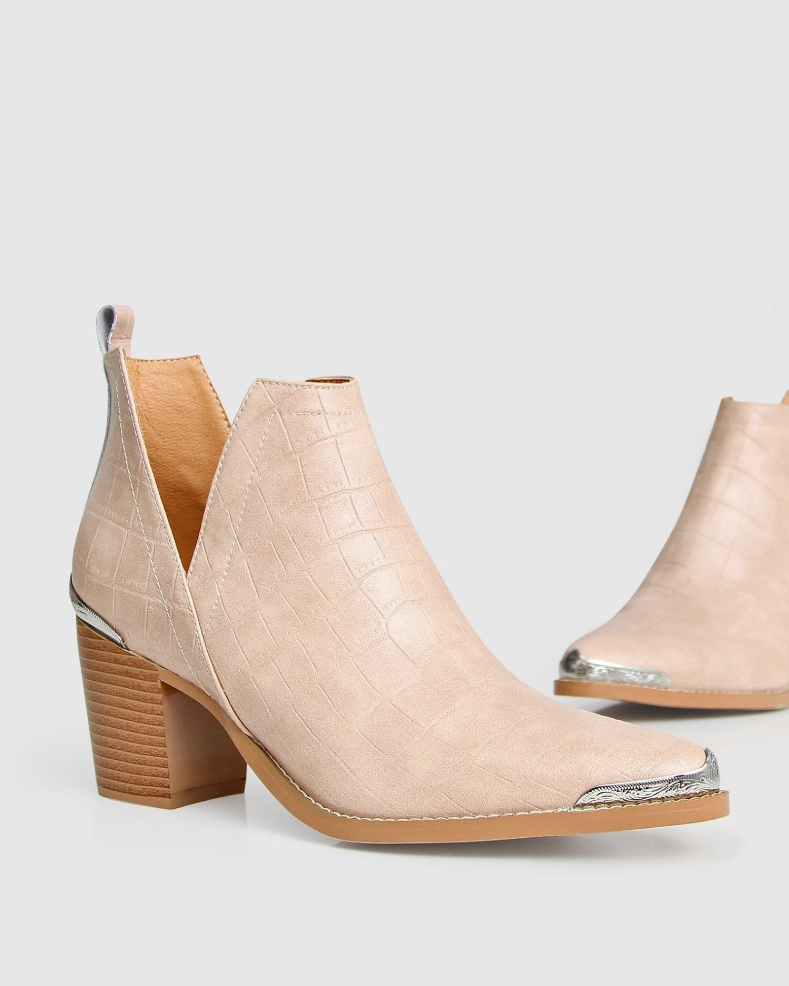 Best Belle & Bloom Austin Croc Embossed Ankle Boot - Blush