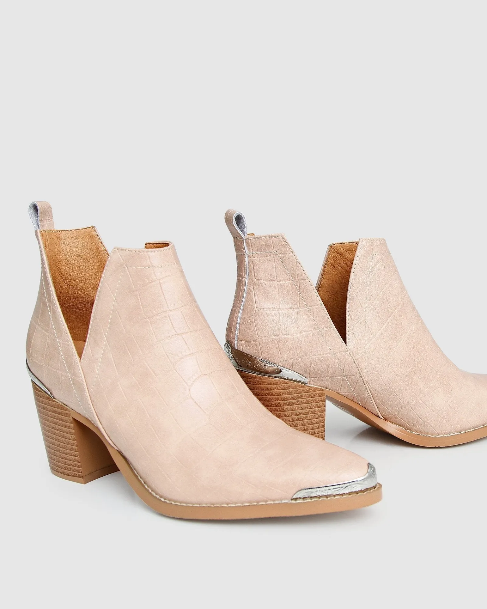 Best Belle & Bloom Austin Croc Embossed Ankle Boot - Blush