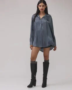 Hot Belle & Bloom Back To You Irredescent Shirt - Slate