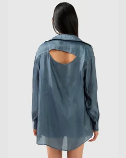 Hot Belle & Bloom Back To You Irredescent Shirt - Slate