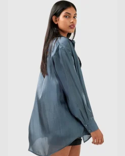 Hot Belle & Bloom Back To You Irredescent Shirt - Slate