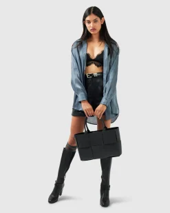 Hot Belle & Bloom Back To You Irredescent Shirt - Slate