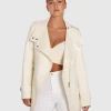 Discount Belle & Bloom Bad Girl Wool Blend Moto Coat - Cream