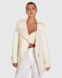 Discount Belle & Bloom Bad Girl Wool Blend Moto Coat - Cream