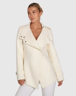 Discount Belle & Bloom Bad Girl Wool Blend Moto Coat - Cream
