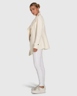 Discount Belle & Bloom Bad Girl Wool Blend Moto Coat - Cream