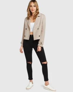 Hot Belle & Bloom Better Off Military Peacoat - Sand
