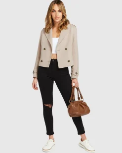Hot Belle & Bloom Better Off Military Peacoat - Sand