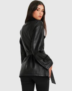 Outlet Belle & Bloom BFF Belted Leather Jacket