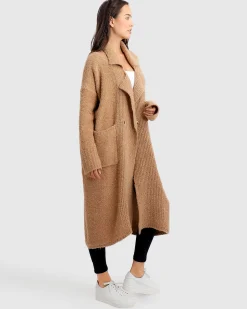 New Belle & Bloom Born To Run Sustainable Sweater Coat - Light Camel LightCamel
