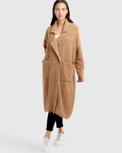 New Belle & Bloom Born To Run Sustainable Sweater Coat - Light Camel LightCamel