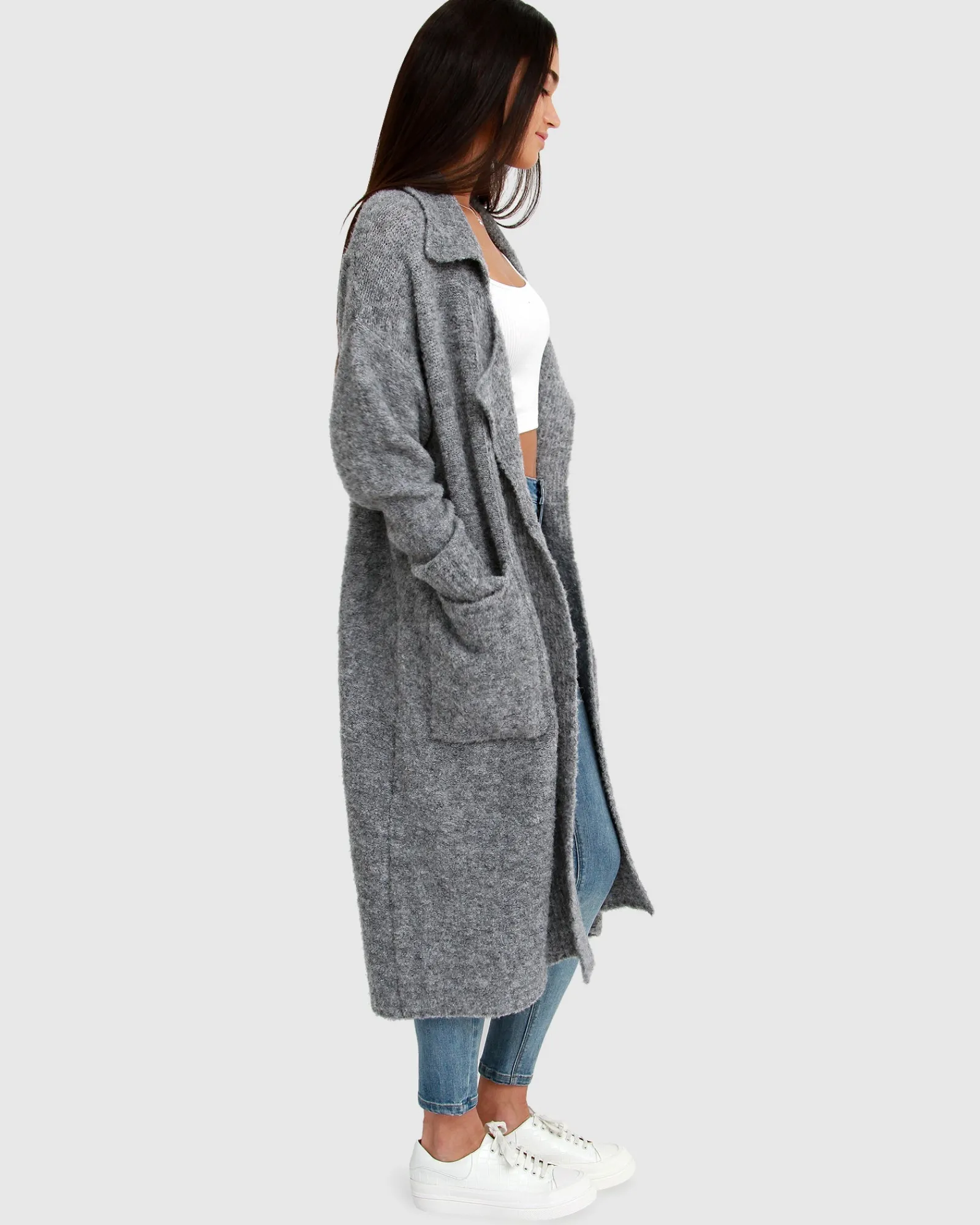 Clearance Belle & Bloom Born To Run Sustainable Sweater Coat - Grey