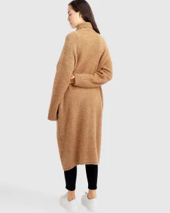 New Belle & Bloom Born To Run Sustainable Sweater Coat - Light Camel LightCamel