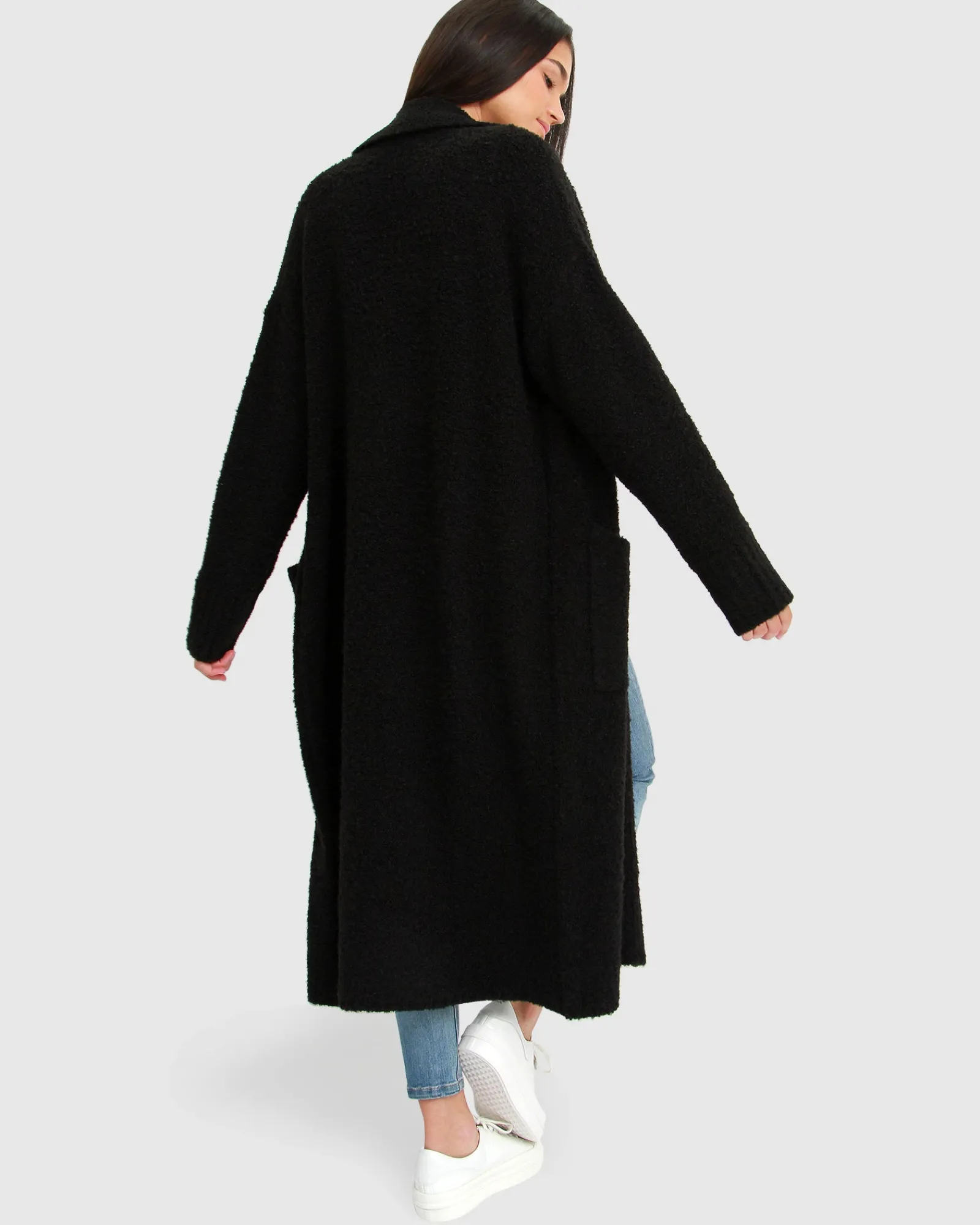 New Belle & Bloom Born To Run Sustainable Sweater Coat - Black