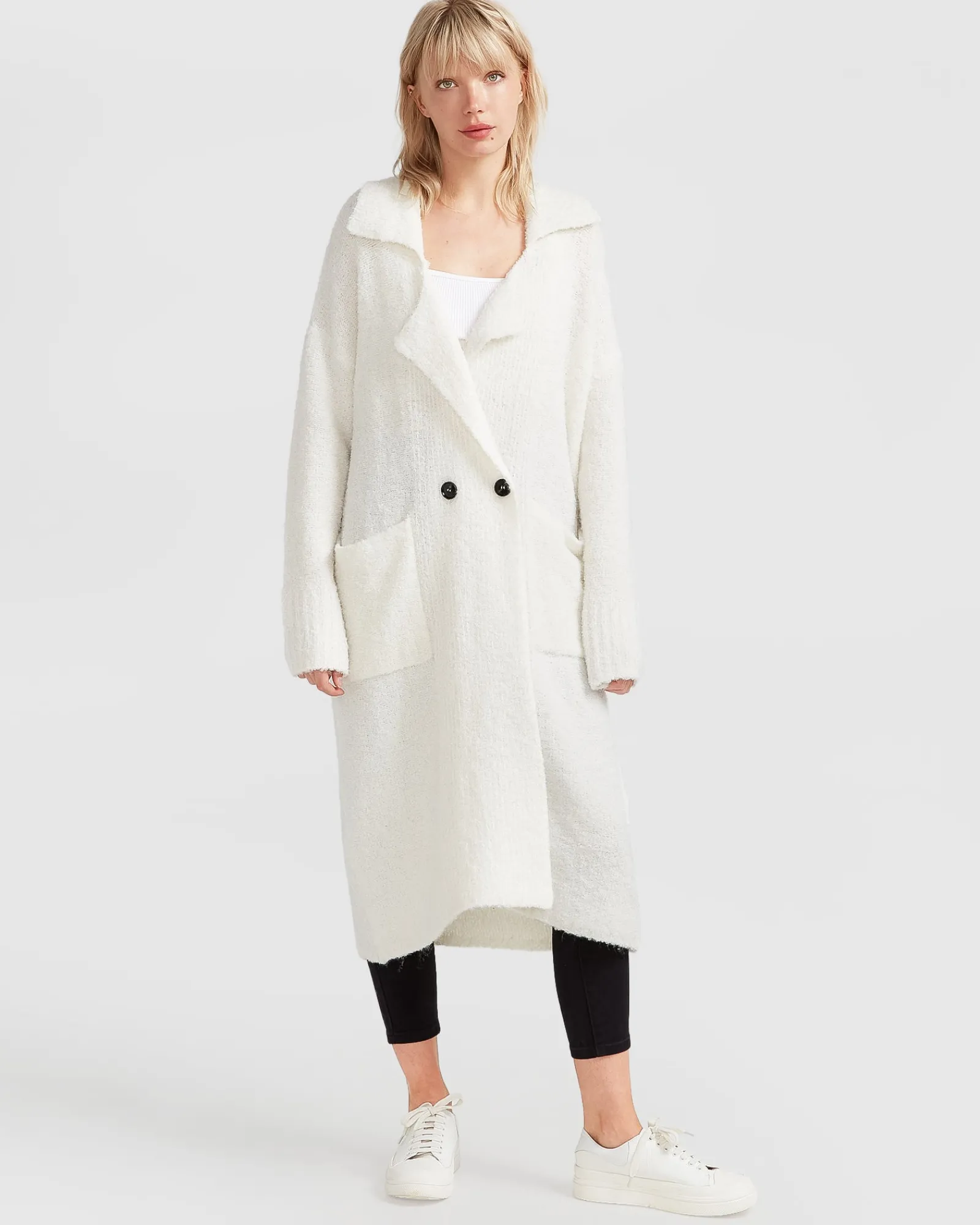 Outlet Belle & Bloom Born To Run Sustainable Sweater Coat - White