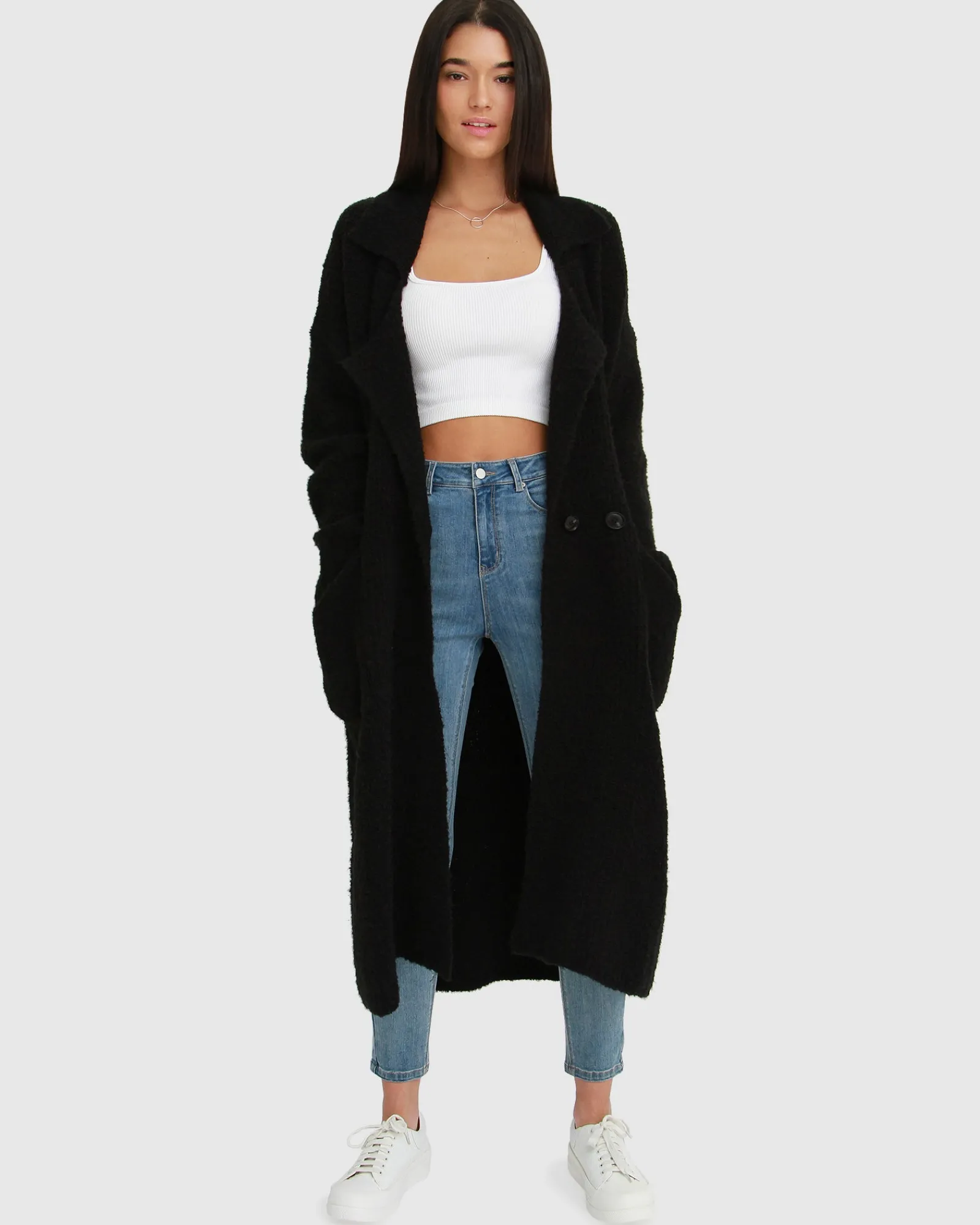 New Belle & Bloom Born To Run Sustainable Sweater Coat - Black