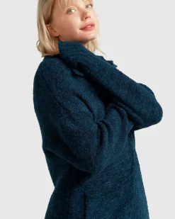 Outlet Belle & Bloom Born To Run Sustainable Sweater Coat - Dark Teal DarkTeal