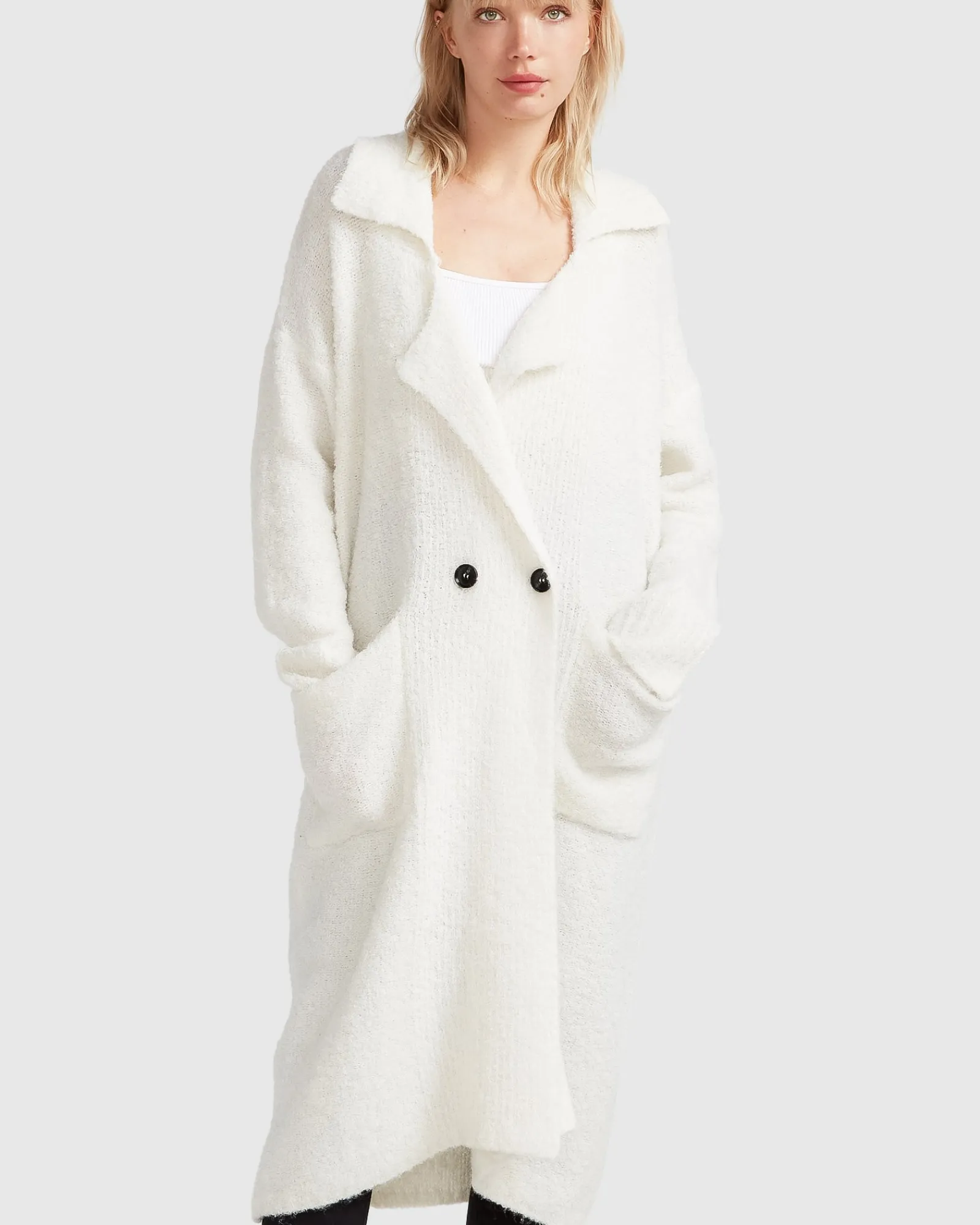 Outlet Belle & Bloom Born To Run Sustainable Sweater Coat - White