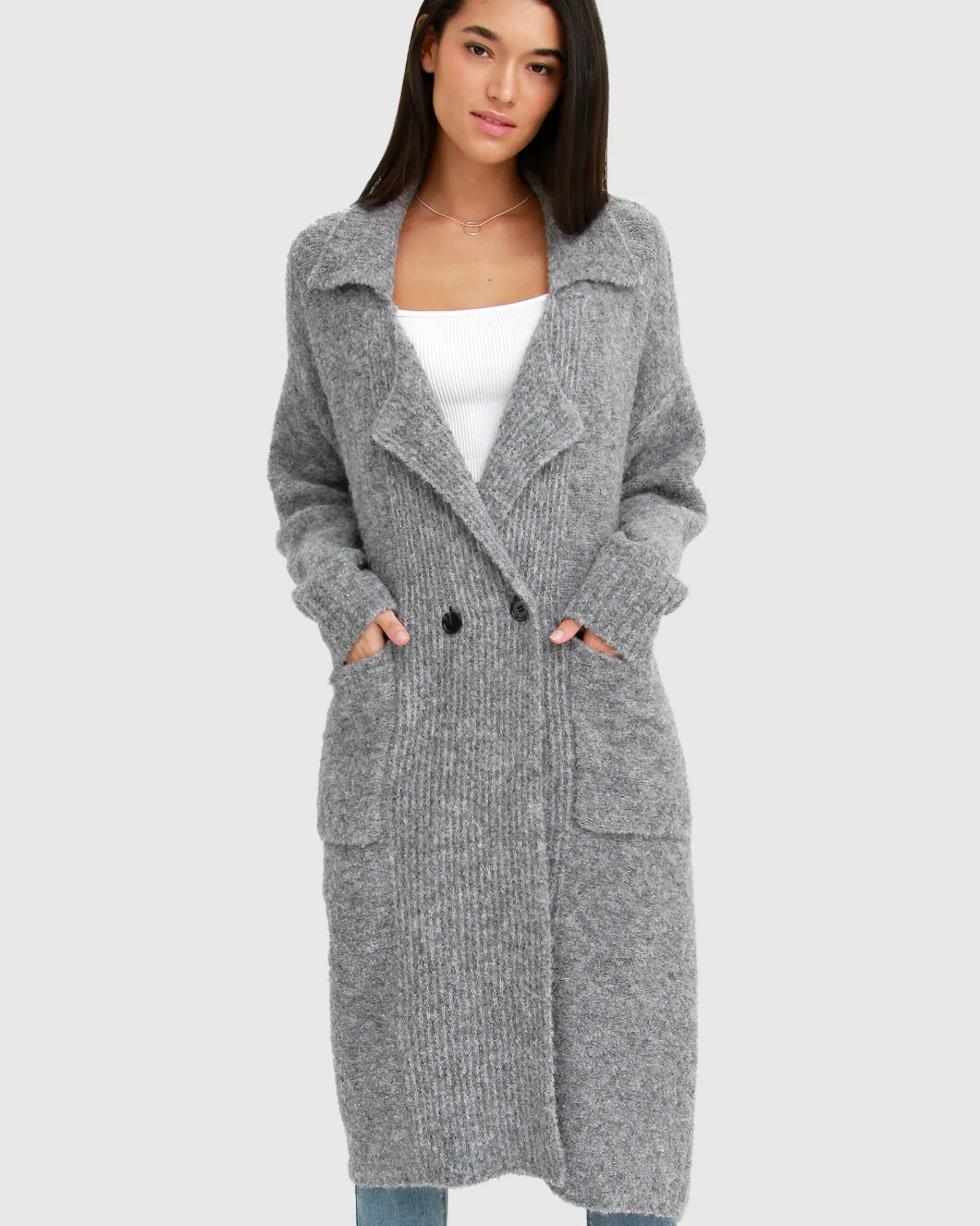 Clearance Belle & Bloom Born To Run Sustainable Sweater Coat - Grey