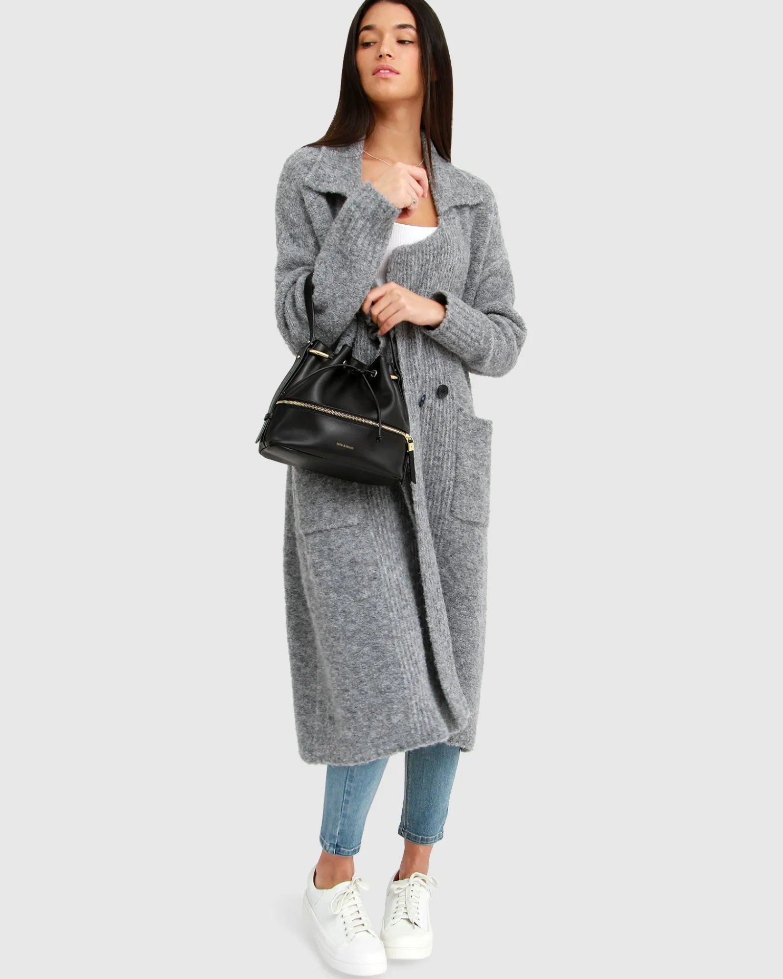 Clearance Belle & Bloom Born To Run Sustainable Sweater Coat - Grey