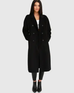 Fashion Belle & Bloom Boss Girl Double-Breasted Lined Wool Coat - Black BreastedLinedWoolCoat-Black