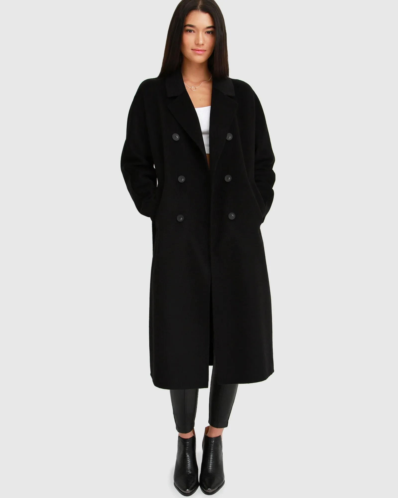 Fashion Belle & Bloom Boss Girl Double-Breasted Lined Wool Coat - Black BreastedLinedWoolCoat-Black