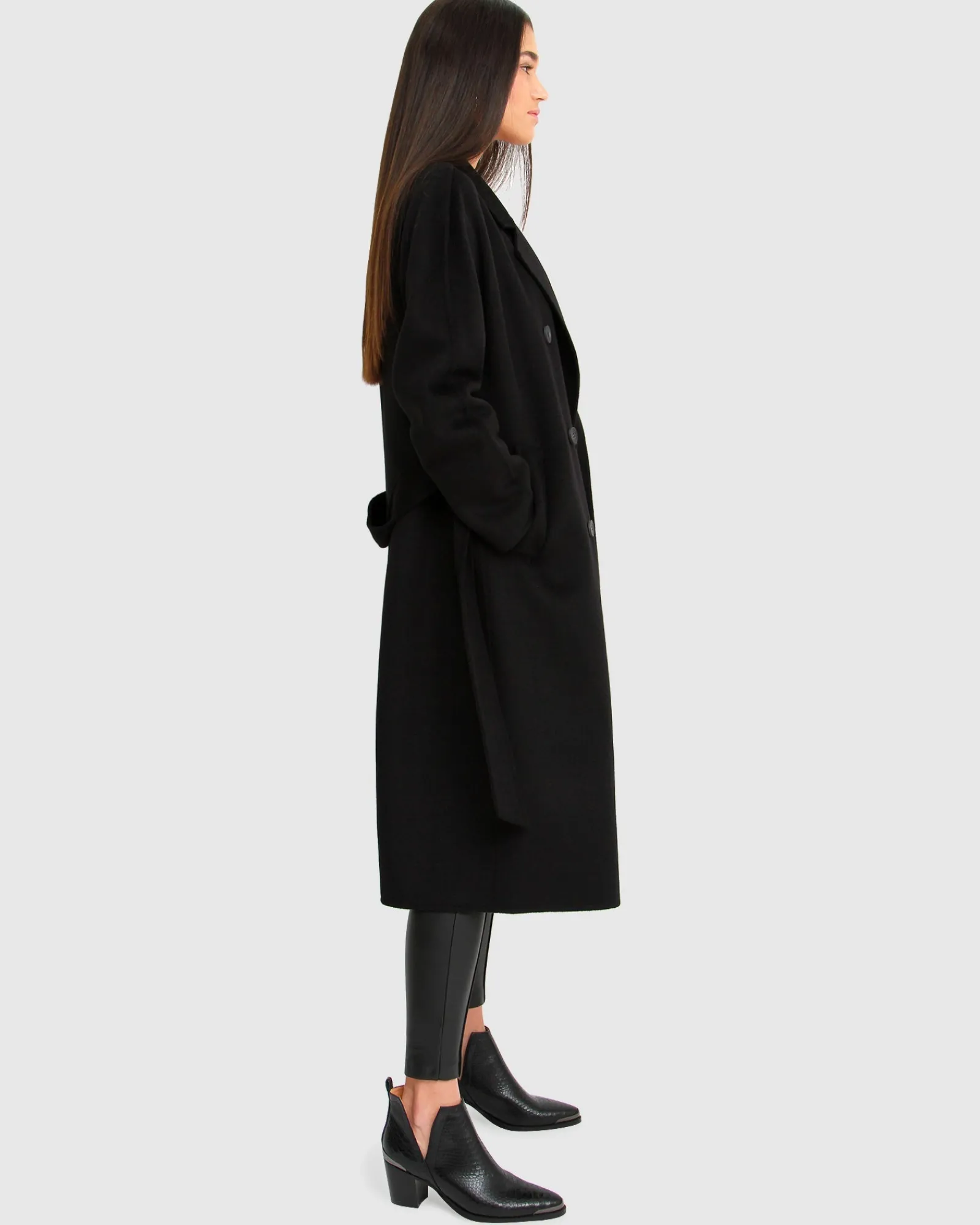 Fashion Belle & Bloom Boss Girl Double-Breasted Lined Wool Coat - Black BreastedLinedWoolCoat-Black