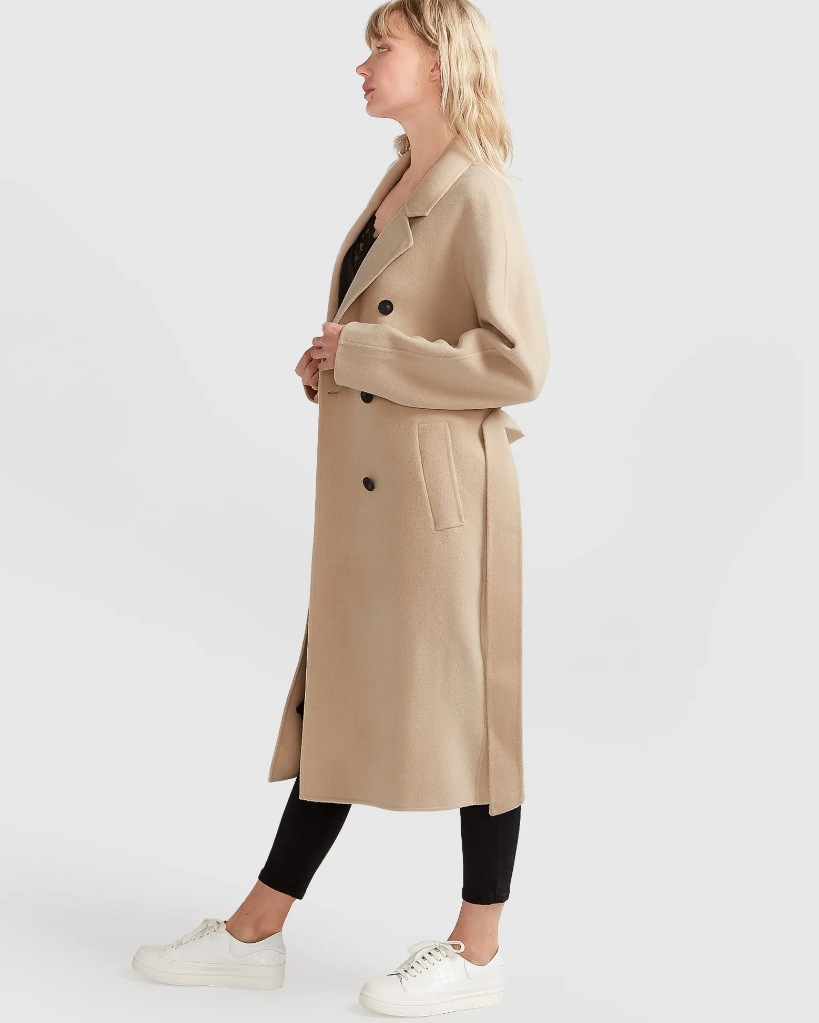Hot Belle & Bloom Boss Girl Double-Breasted Lined Wool Coat - Pale Oat BreastedLinedWoolCoat-PaleOat